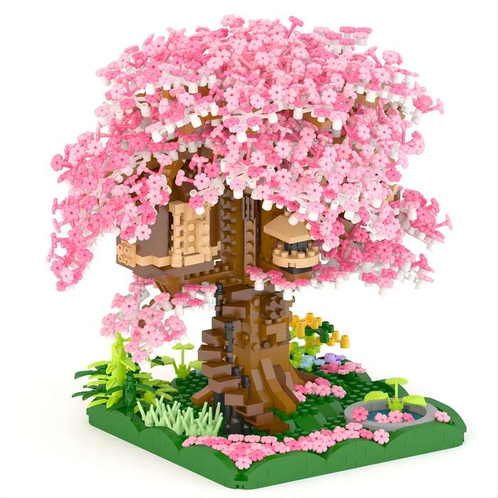Building Toy Architectural Model Toy Set Color Pink Cherry Tree House