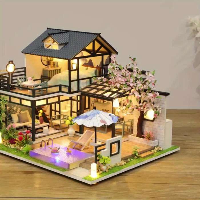 Building Toy Architectural Model Toy Set Style Ink Lanting