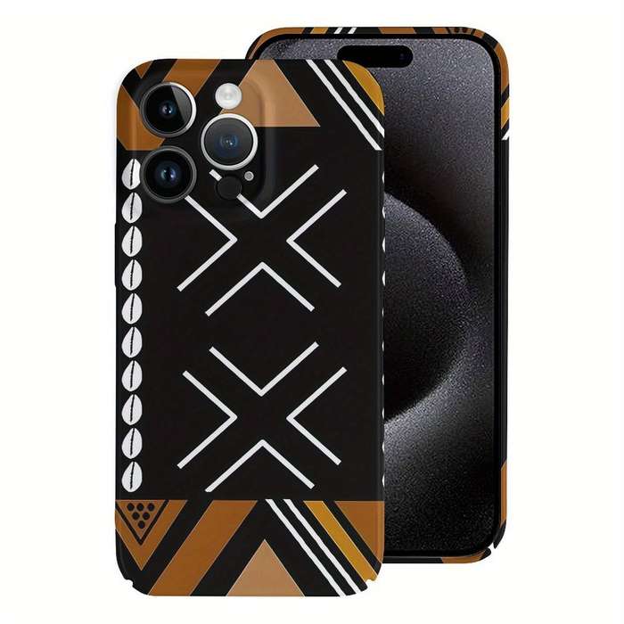 1Pc White For iPhone 15 Pro African Mud Cloth Phone Case