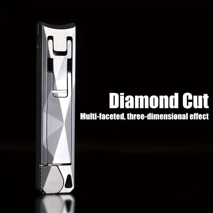 1pc Stainless Steel Fingernail Clippers with Concave Blade and Nail File Compact Diamond Cut