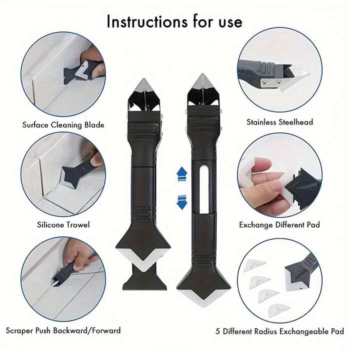 1pc 5in1 Silicone Caulking Tool Kit Multifunctional Grout Remover and Finisher for Bathroom
