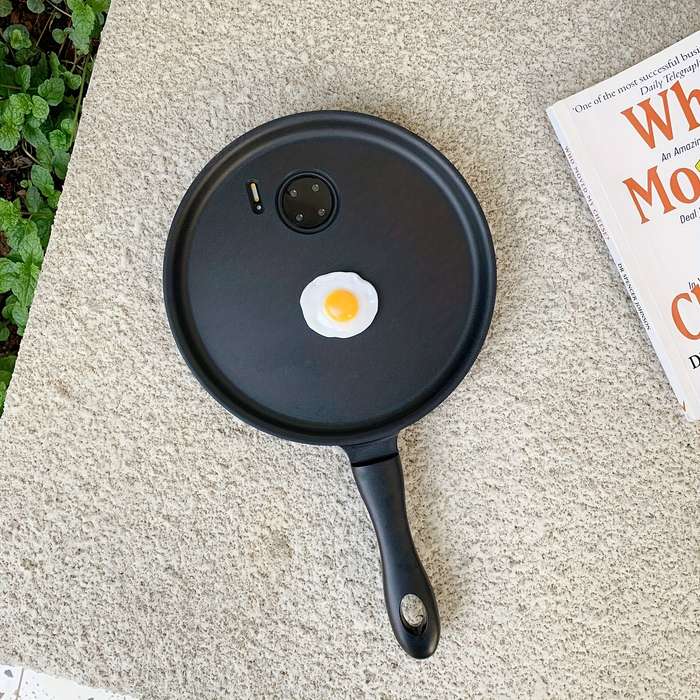 1Pc Black For iPhone 14 Pro Max Fried Egg Frying Pan Phone Case