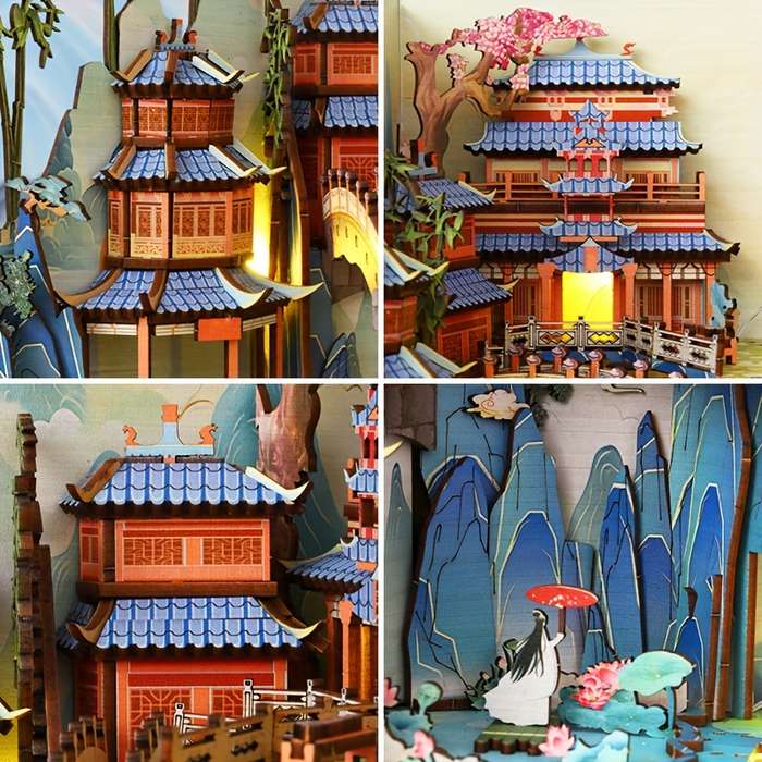Building Toy Architectural Model Toy Set Style Penglai Wonderland