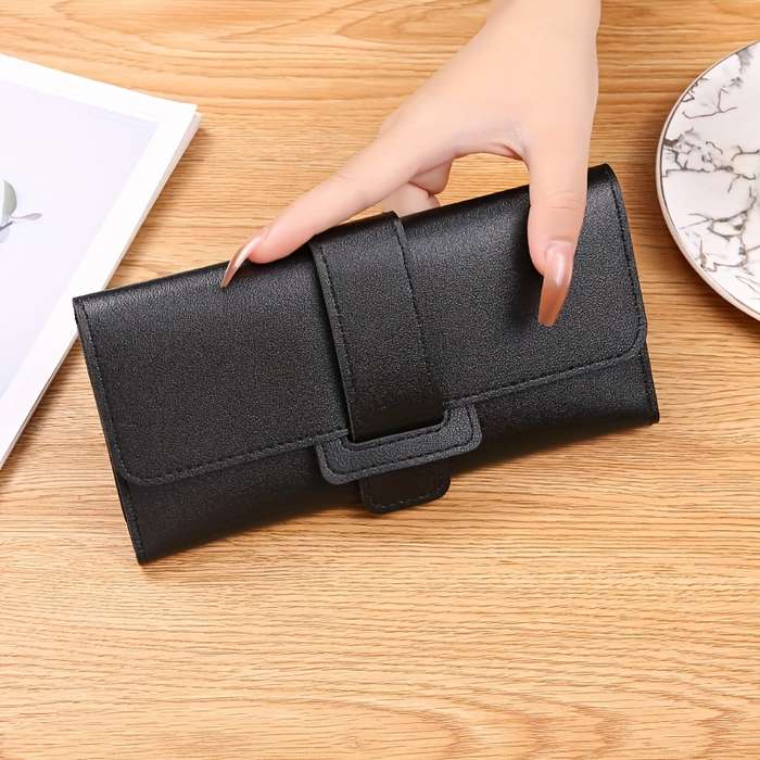 1pc Sleek Women's Long Tri-Fold WalletStylish Solid Color Design with Multiple Card Slots Clutc