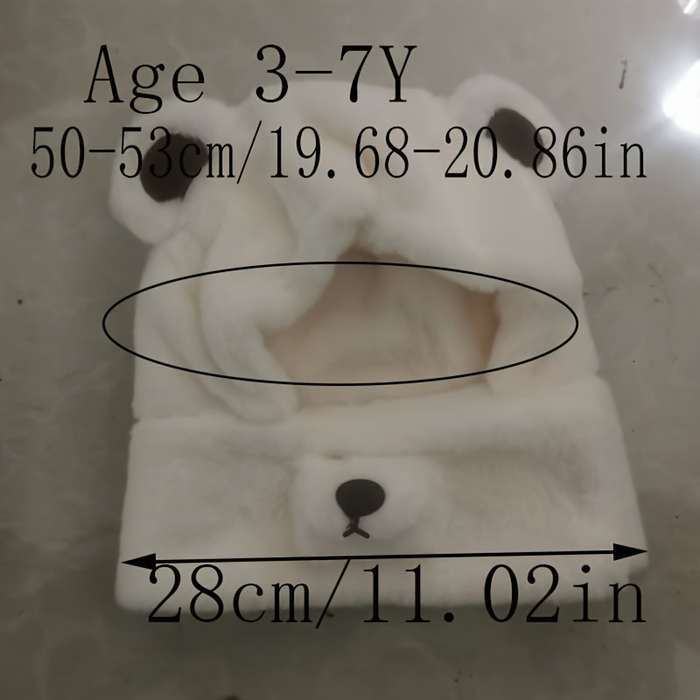Winter Hat Color  Bear Plush One Piece  White