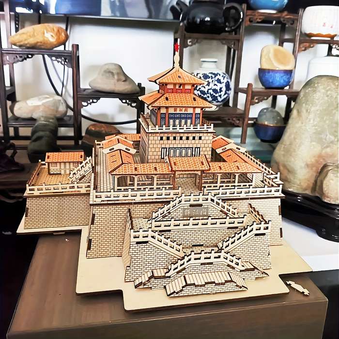 Building Toy Architectural Model Toy Set Items 3D Ancient Architecture Wooden Puzzle