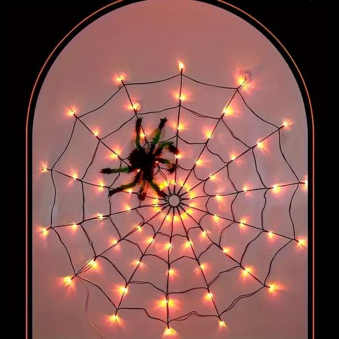 Halloween Decorations Color Purple Model Spider Web Lights