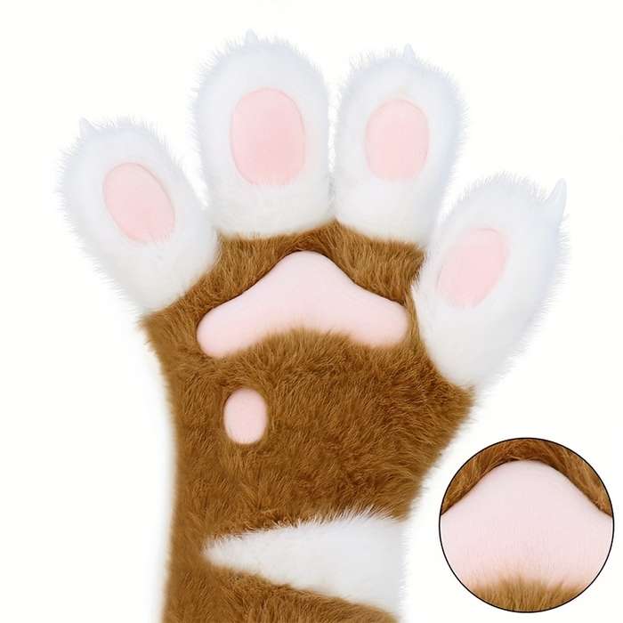 Winter Gloves Color Brown And White