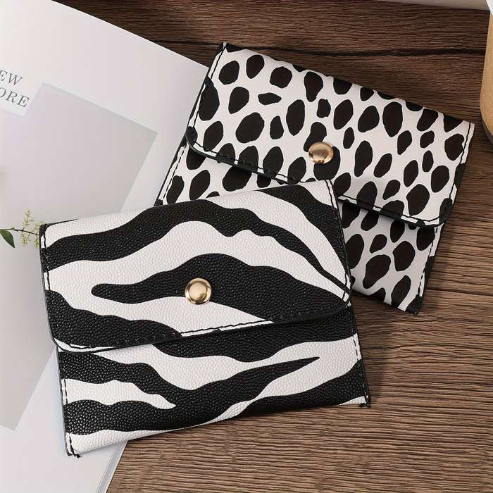 1pc Simple Stylish Animal Print Coin Wallet High-Quality Ultra-Thin Women's Magnetic Buckle Cred