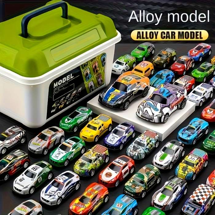 Storage And Organizationcolor 50Pcs Model Cars With Large Storage Box