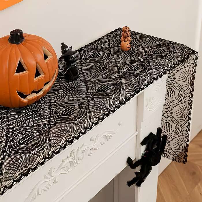 Halloween tablecloth decoration color Black size 1pcs 30 x 180cm