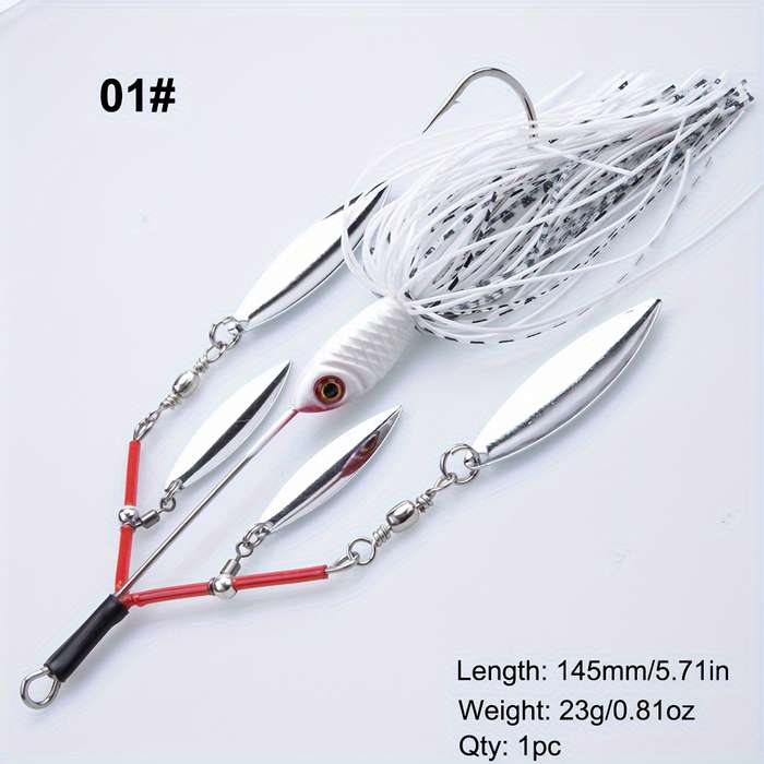 1pc 23g Buzzbait Lure Lead Jig Head Silicone Skirt Rubber Fishing Jigs with Rubber Skirt Lures