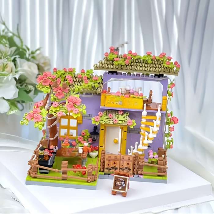 Building Toy Architectural Model Toy Set Color Flower Cottage
