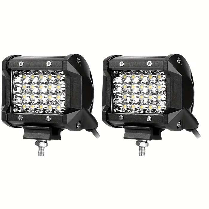 2pcs 72W LED Off-Road Driving Lights 4-Inch 14400 Lumens 3000+ Brightness Alumin