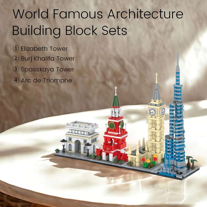 Building Toy Architectural Model Toy Set Style World Famous Building Set 4Pcs