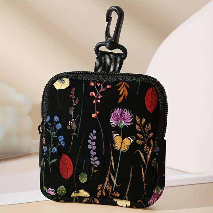 1pc Flower and Butterfly Print Pattern Large Capacity Coin Wallet Digital Printing Coin Wallet Stor