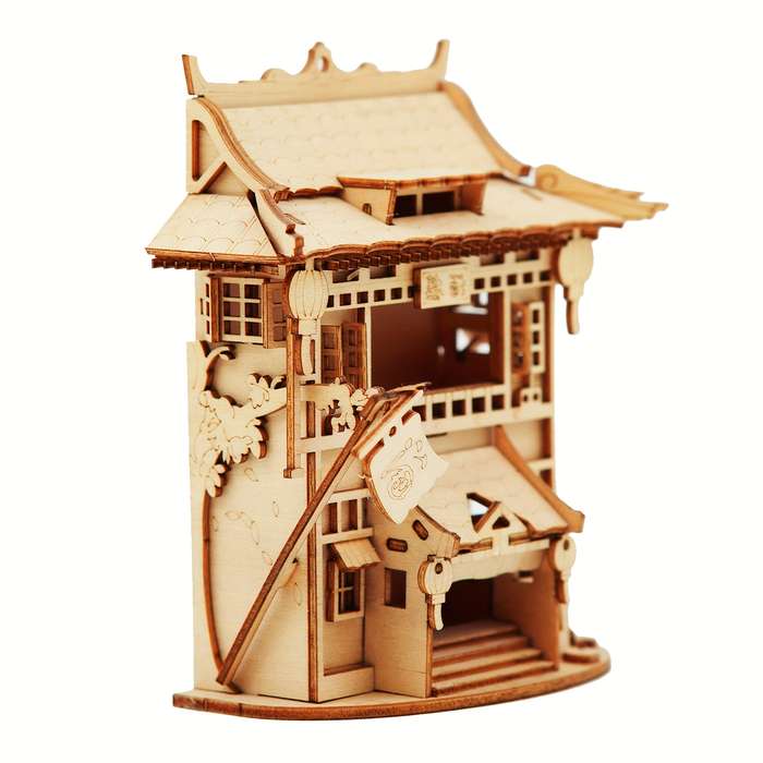 Building Toy Architectural Model Toy Set Items Wooden Puzzle Restaurant