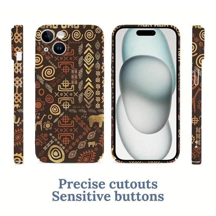 1Pc White For iPhone 15 Pro Max Ethnic African Pattern Phone Case