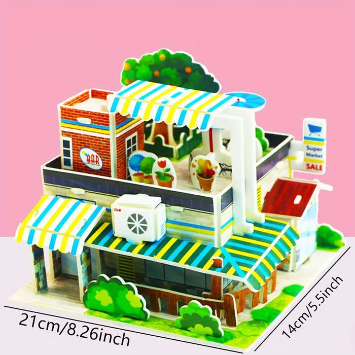 Building Toy Architectural Model Toy Set Style Pink Castle