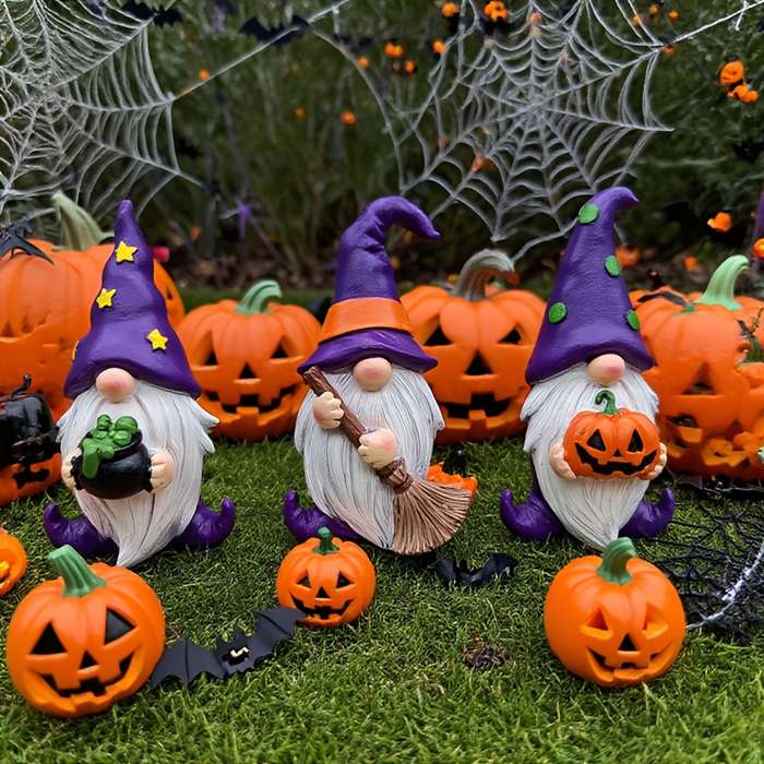Halloween Decorations Color Gnome Statue Figurine Purple