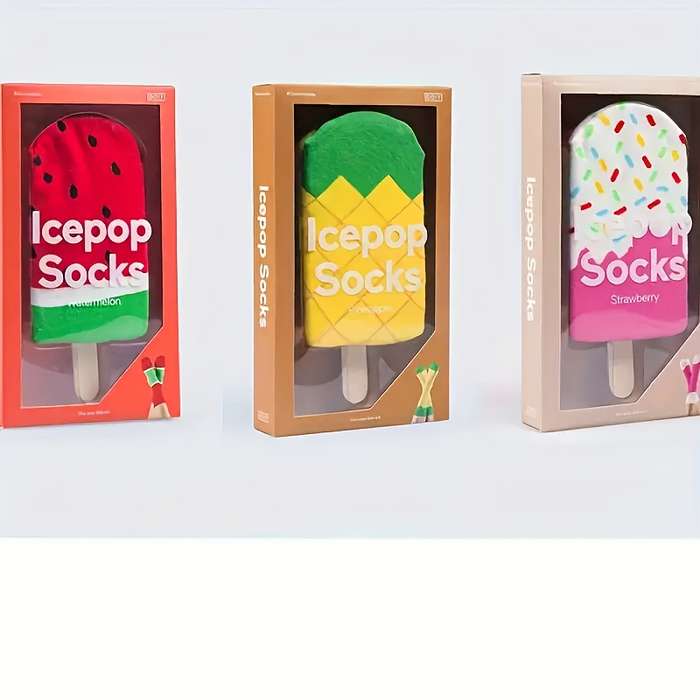 1 Pair Yellow Pineapple Ice Cream One Size Socks