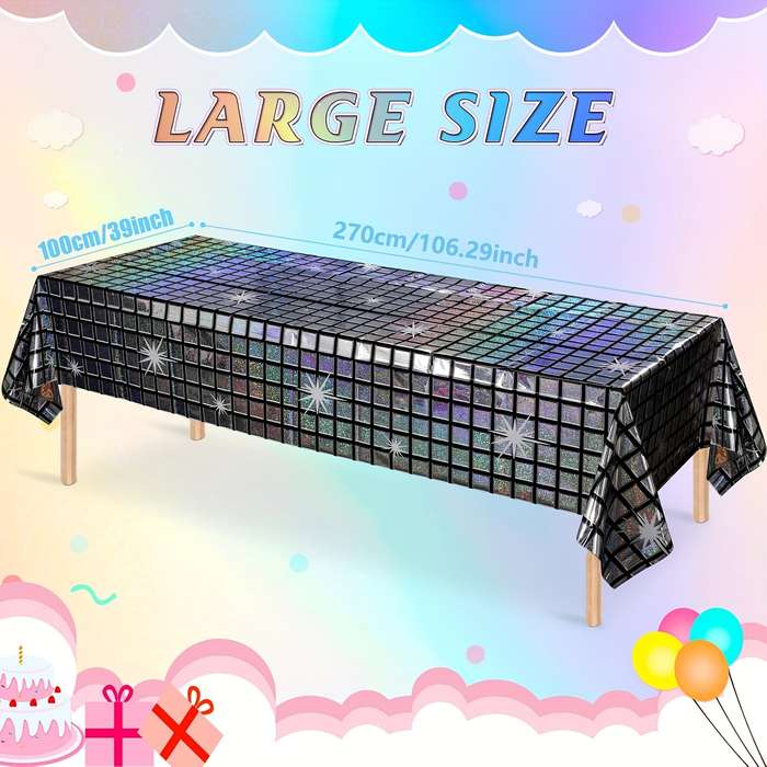 Halloween tablecloth decoration color Disco Background Silvery, 3 Pack size 100x200cm