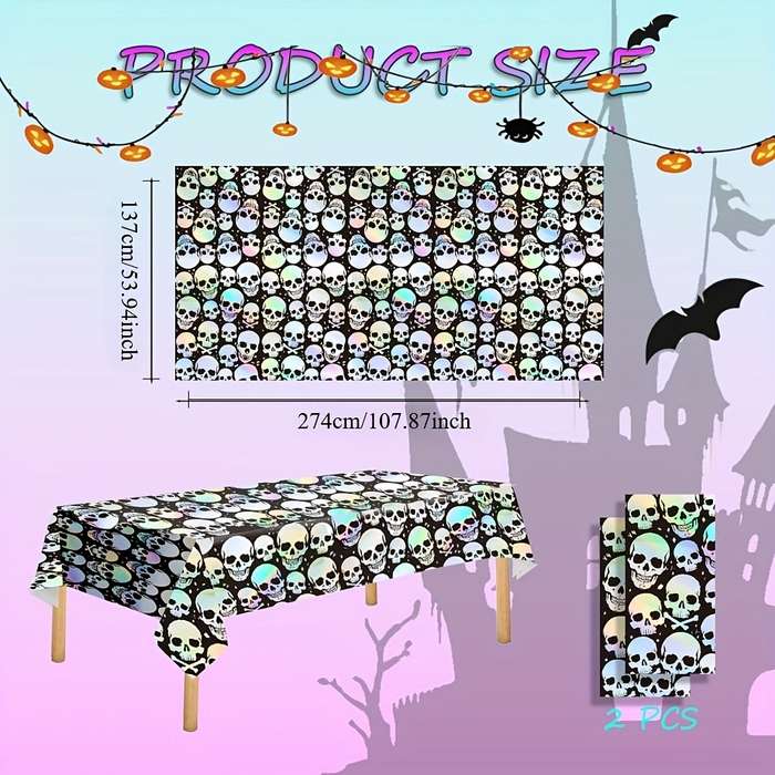 Halloween tablecloth decoration color Black add Rainbow Chrome 3pcs