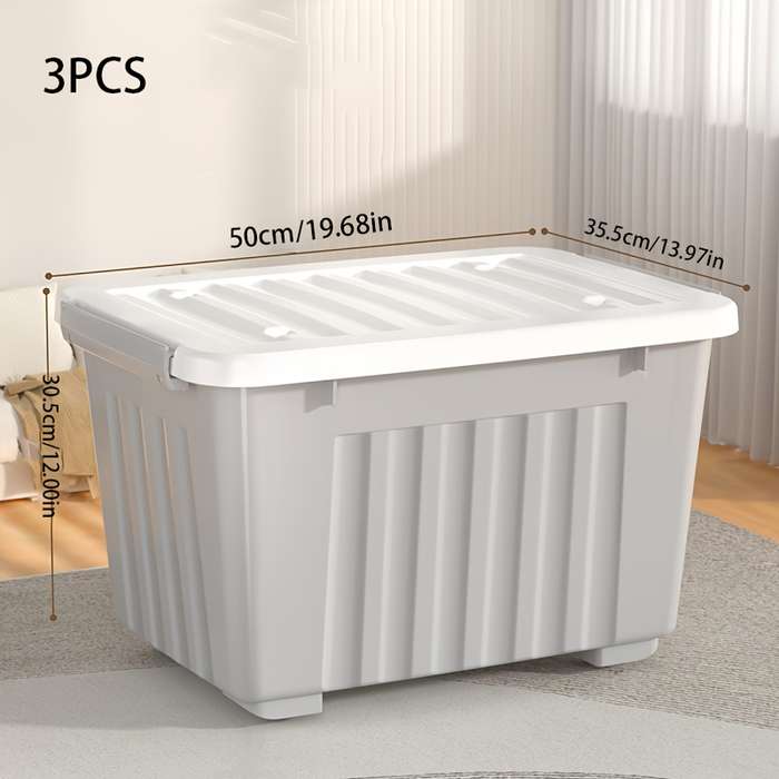 Storage And Organizationsize 3Pcs 20L Striped Box Quantity 3 Piece Set  With Handle