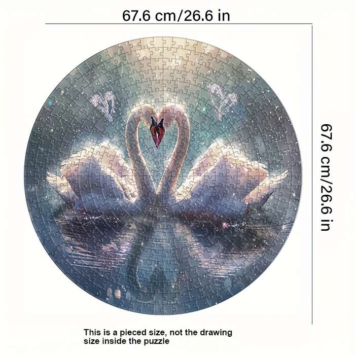 1000pcs Adult Puzzle Featuring a White Swan a Close-Up Circular Puzzle of Planets wi