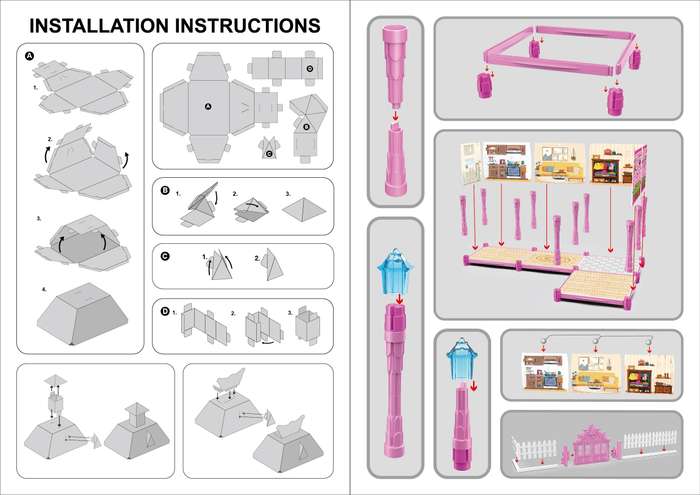 Building Toy Architectural Model Toy Set Items Luminous Diy Princess Villa Castle Purple 241 Pieces