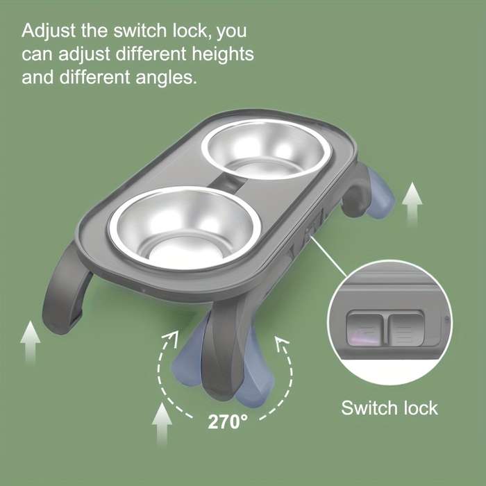 Pet Supplies Color Gray  Includes Two Stainless Steel Bowls