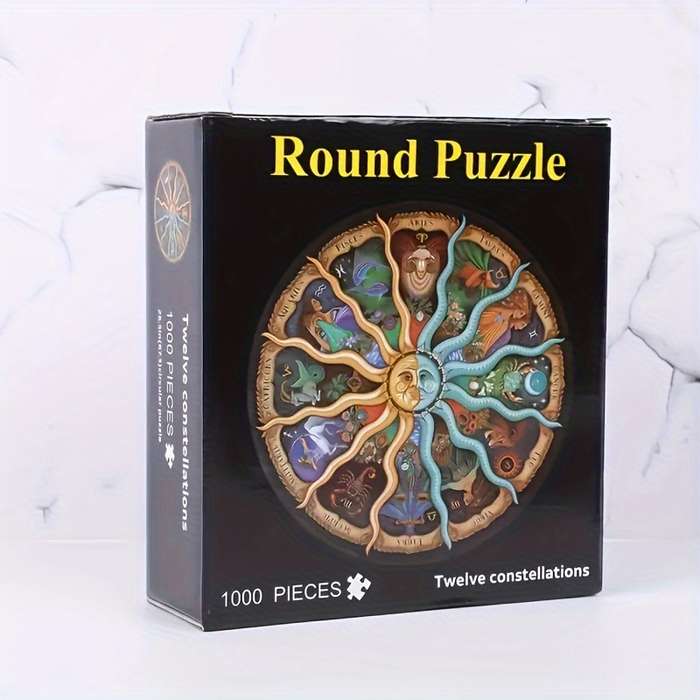 1000pcs Zodiac Signs Jigsaw Puzzle Vibrant Astrological Chart Design with Sun Moon