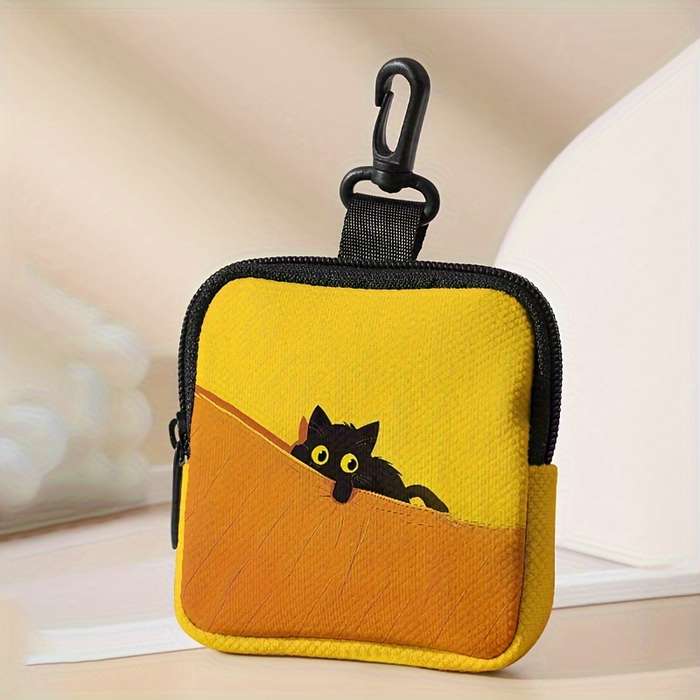 1pc Cat Print Pattern Large Capacity Coin Wallet Digital Printing Coin Wallet Storage Bag Multifun