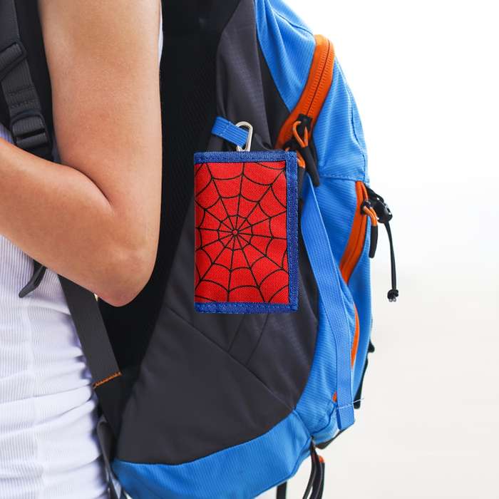 1pc Spider Web Design Trifold Wallet for Teens Stylish Cartoon Print Durable Polyester Large Ca