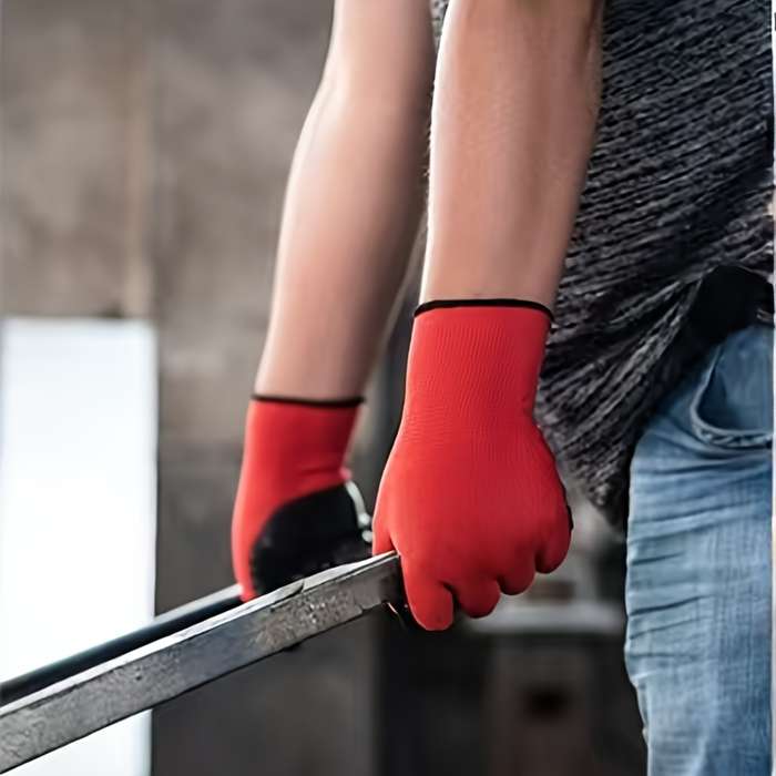 Work Gloves Color Red 4 Pairs