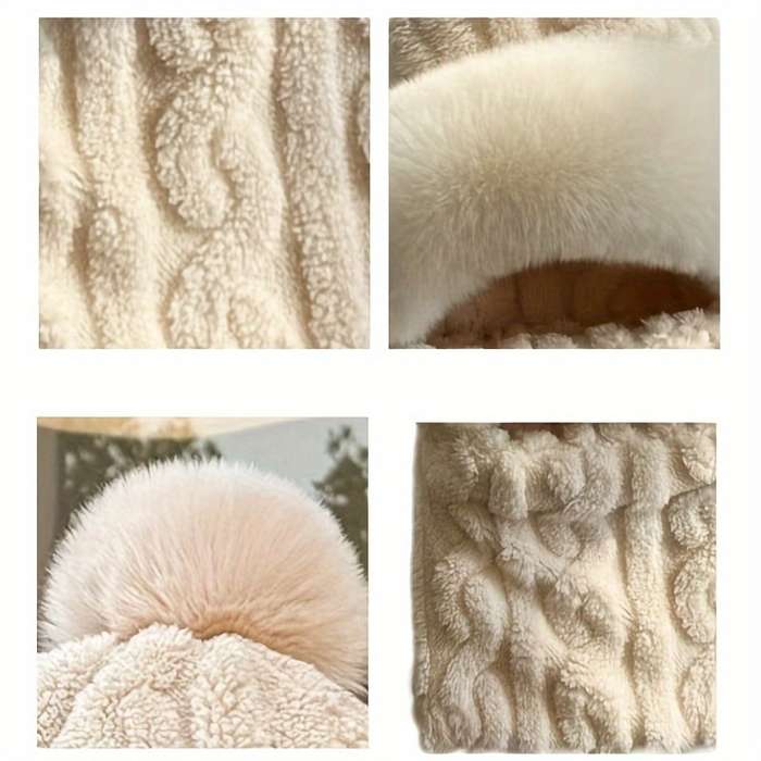 Winter Hat Color Jacquard Light Brown Thick Type