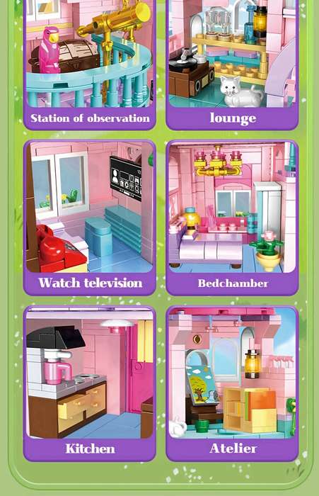 Building Toy Architectural Model Toy Set Color Magic Castle  1546 Pcs