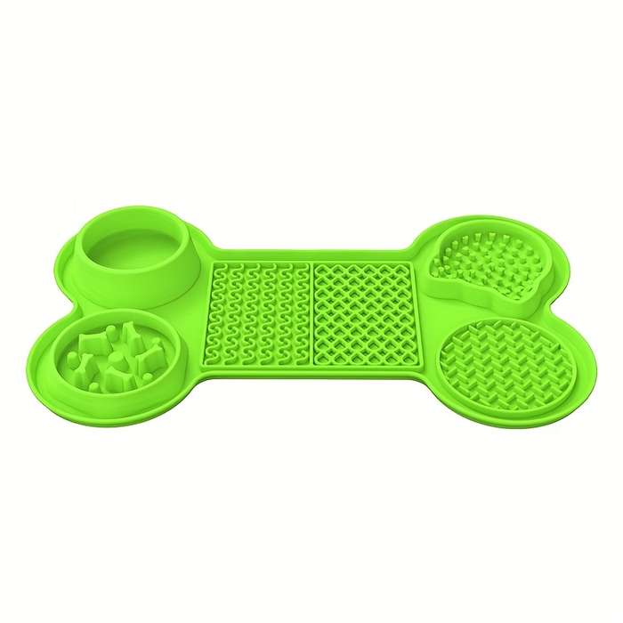 Pet Supplies Color Green   6 Grid Bone Dog Licking Mat