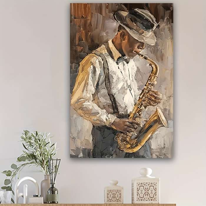 1pc  40x60cm Art Deco Style Saxophonist Poster Frameless Portrait Wall Hanging Decor for Home O