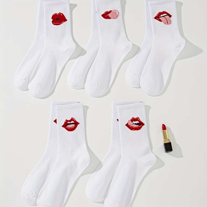 5 Pairs Of White One Size High Elastic Socks