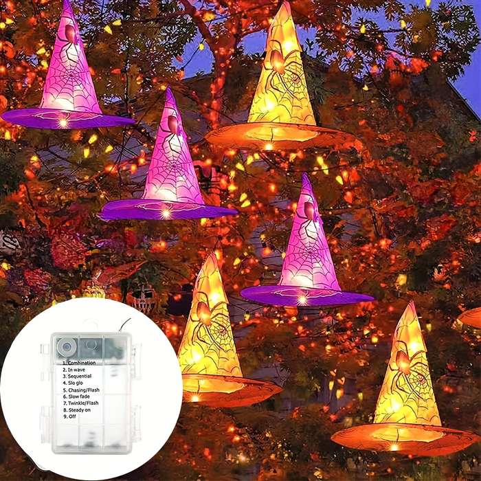 Halloween Decorations Color 3 Purple Add  3 Orange Style Hanging Witch Hat