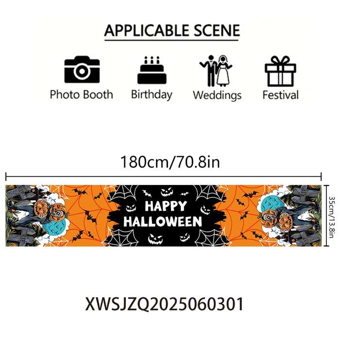 Halloween tablecloth decoration size 180cm x 35cm material Polyester