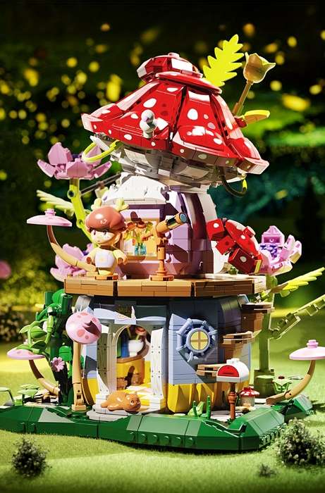 Building Toy Architectural Model Toy Set Color Mushroom House  1935 Pcs