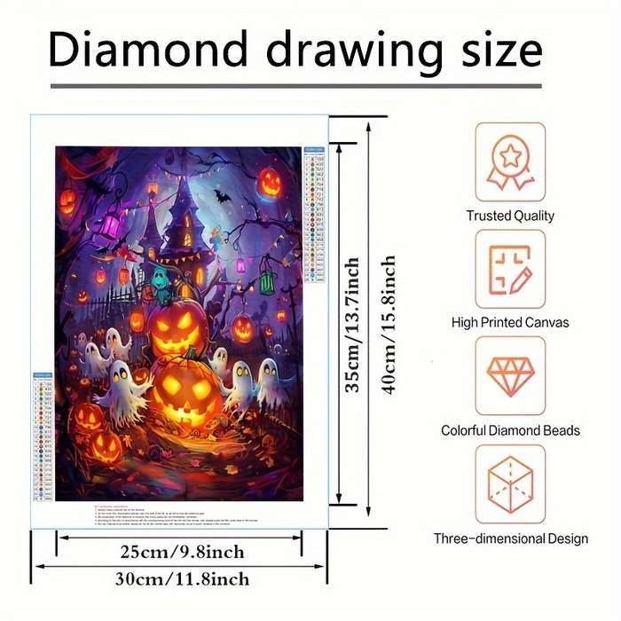 Halloween Decorations Items 30 X 40Cm 11.8In X 15.8In Round Diamond