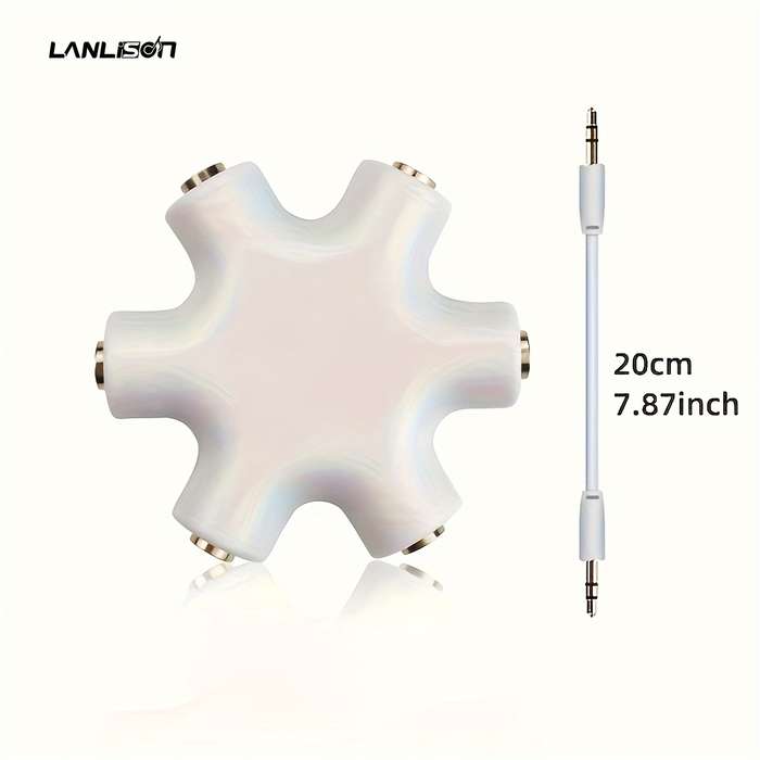 1pc 3.5mm Audio Splitter Cable Share Music with 5 Headphones Durable ABS Available in White