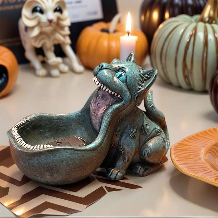 Halloween Decorations Items Large Mouth Cat Statue Decoration