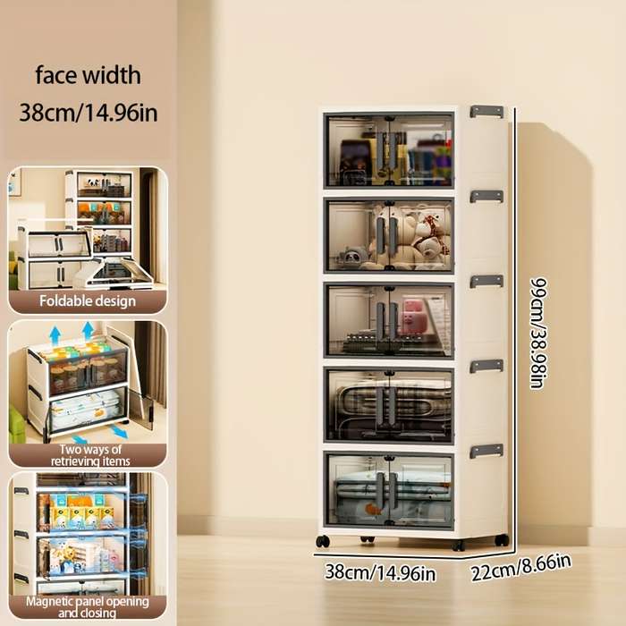 Storage And Organizationmodel 5 Layers   Width 38Cm 14.96In  Translucent Color   With Wheels  X  4