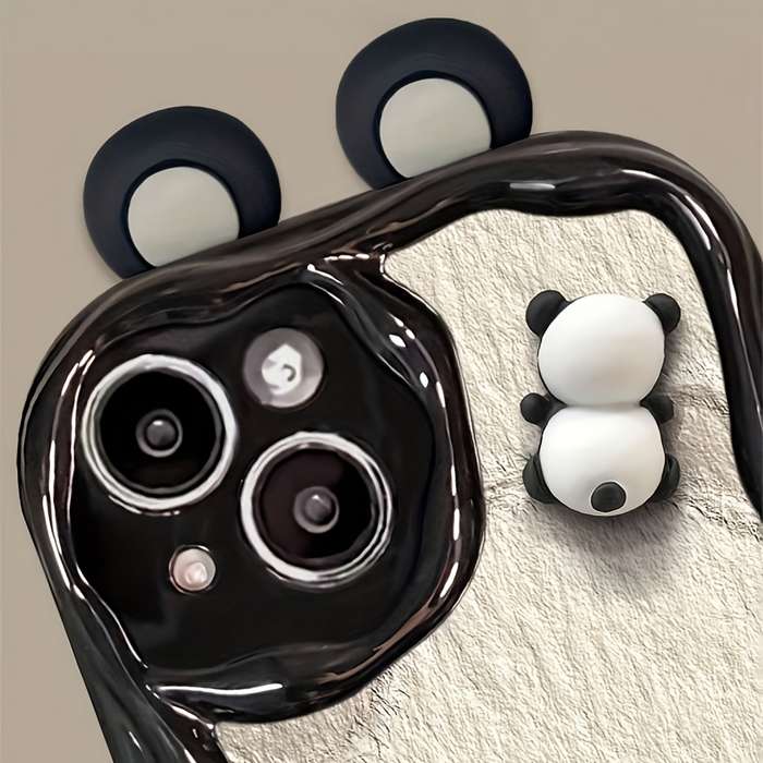 1Pc White For iPhone 14 Pro 3D Cartoon Panda Phone Case