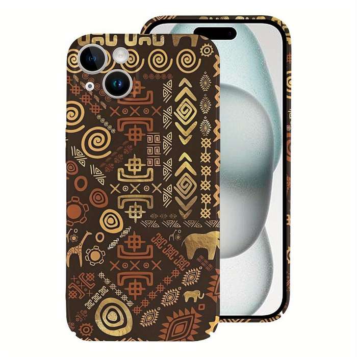 1Pc White For iPhone 15 Pro Max Ethnic African Pattern Phone Case