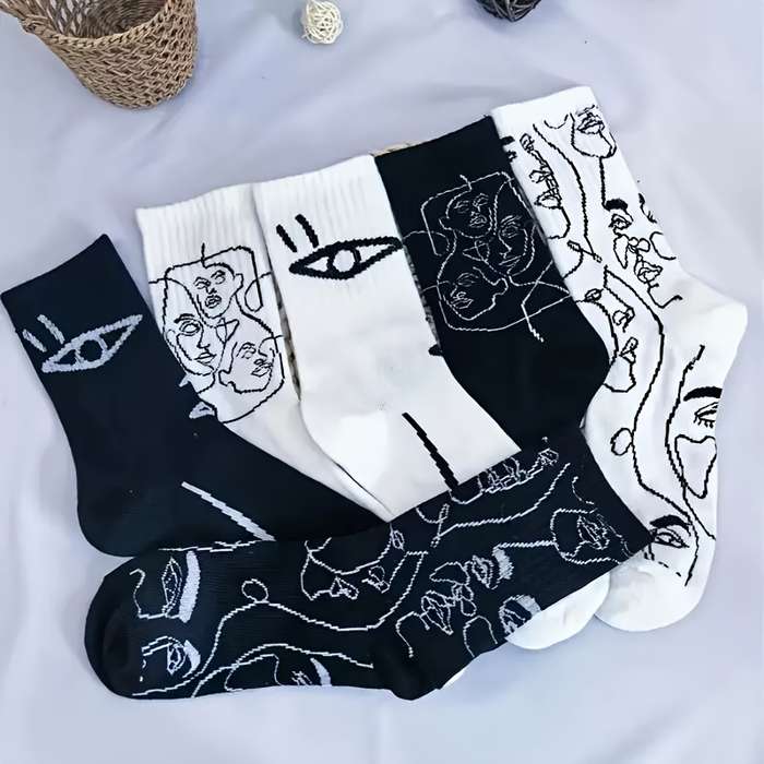3 Pairs Black Mix One Size High Elastic Socks